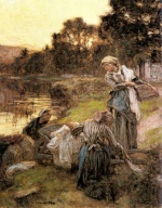 Leon Augustin Lhermitte - Peintures - Les laveuses au Bord de la Marne