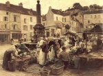 Léon Augustin Lhermitte - Peintures - Le marché de Château-Thierry