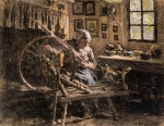 Leon Augustin Lhermitte  - Bilder Gemälde - The Spinning Wheel