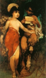 Hans Makart - Bilder Gemälde - Faun and Nymph Pan und Flora