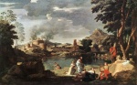 Nicolas Poussin - Bilder Gemälde - Landscape with Orpheus and Euridice