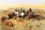 Charles Marion Russell - Bilder Gemälde - A Desperate Stand