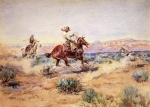 Charles Marion Russell - Peintures - Loup pris au lasso