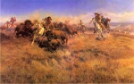 Charles Marion Russell - paintings - Running Buffalo