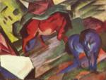 Franz Marc - Bilder Gemälde - Rotes und blaues Pferd