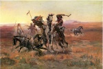 Charles Marion Russell  - Bilder Gemälde - When Blackfeet and Sioux Meeting