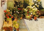 Joaquin Sorolla y Bastida - Bilder Gemälde - A Rooftop with Flowers