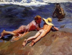 Joaquin Sorolla y Bastida  - Bilder Gemälde - On the Sand Valencia Beach