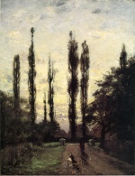 Theodore Clement Steele - Bilder Gemälde - Evening Poplars