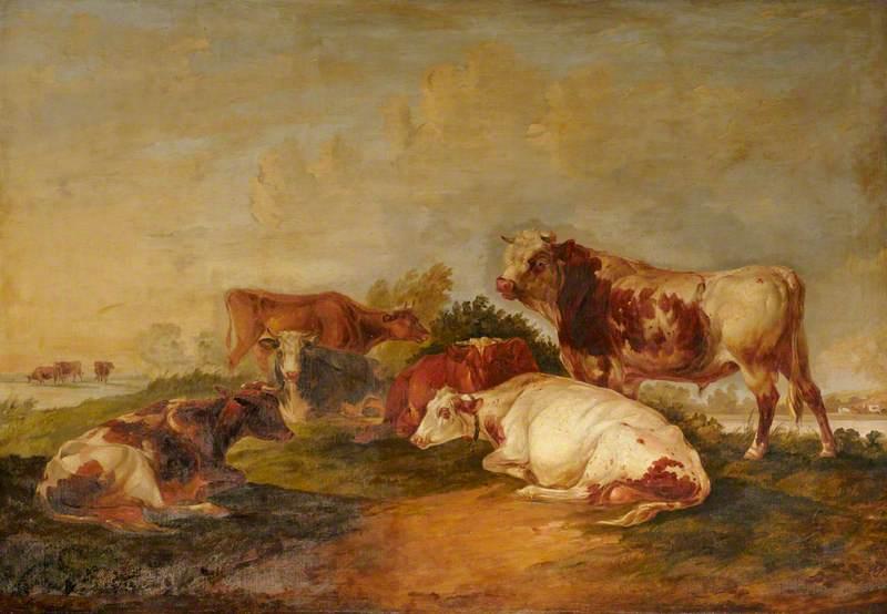 A Bull and Cows in a Landscape