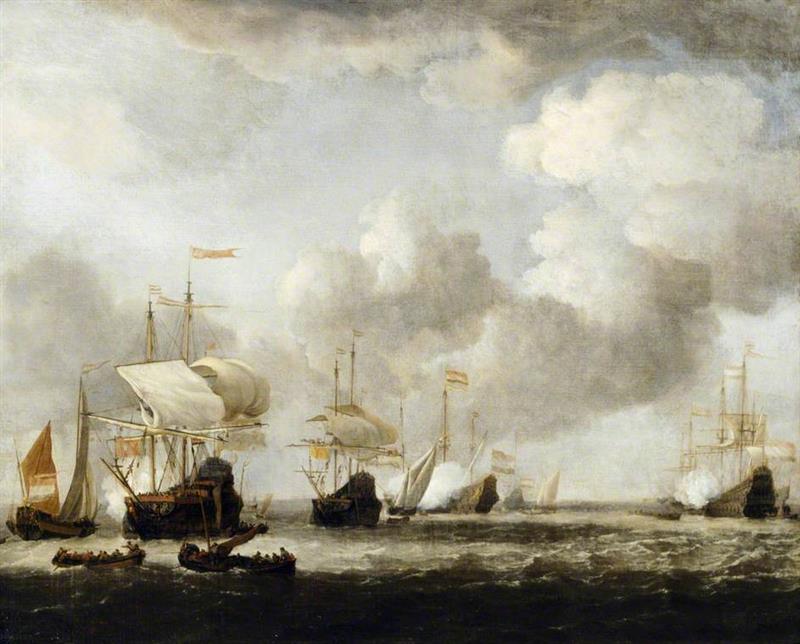 A Dutch Fleet Coming to Anchor in a Breeze