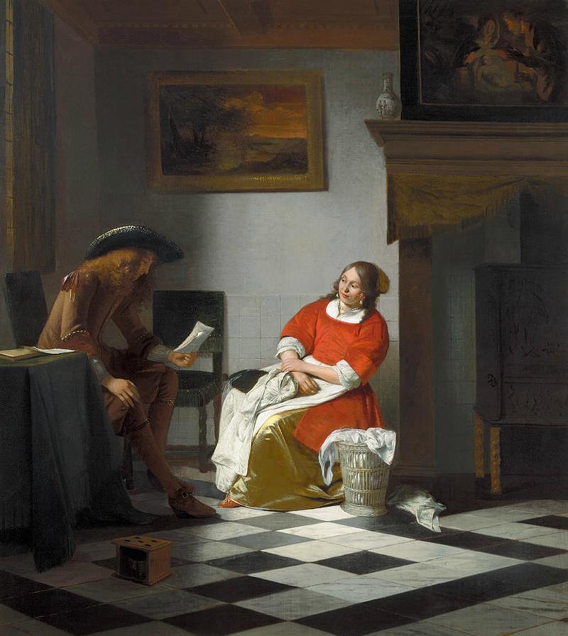 A Gentleman Reading a Letter to his Wife