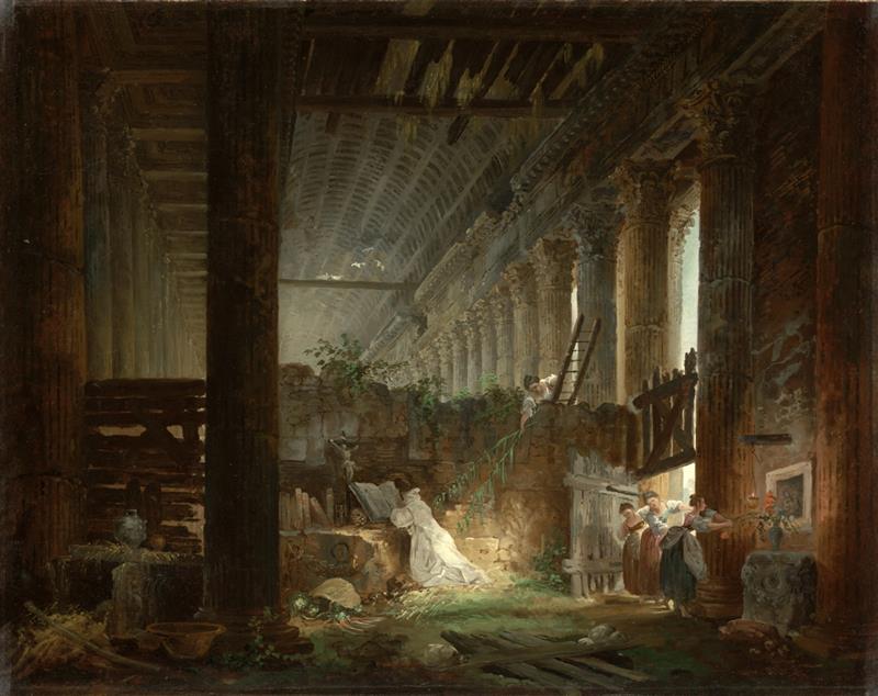 A Hermit Praying in the Ruins of a Roman Temple