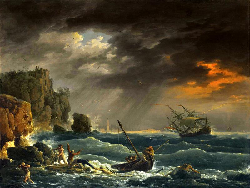 A Mediterranean Coastal Scene with a Shipwreck