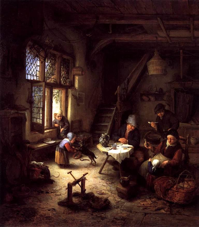 A Peasant Family in a Cottage Interior