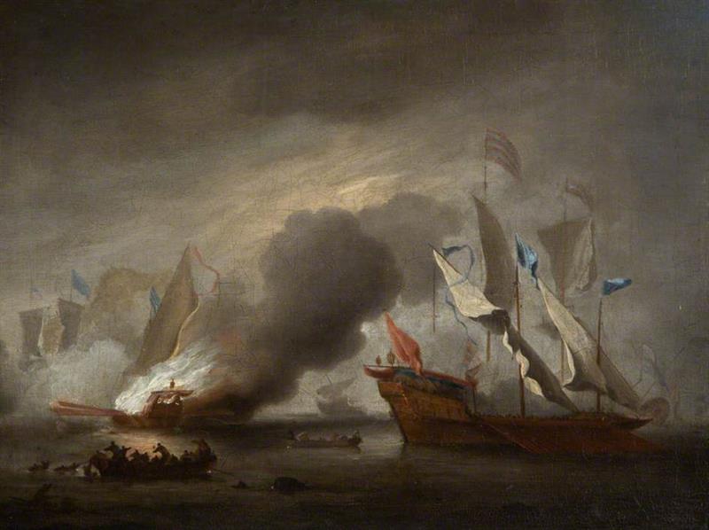 A Row Galley on Fire
