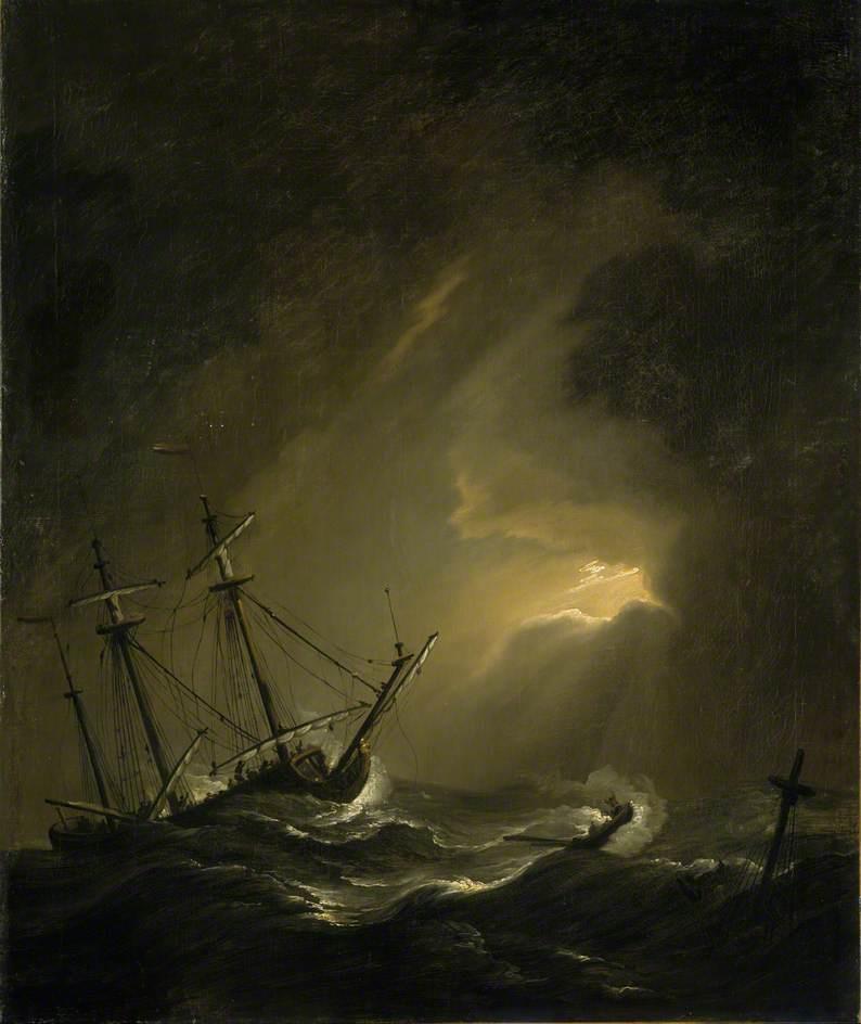 A Small Dutch Ship Riding out a Storm