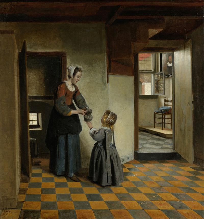 A Woman with a Child in a Pantry