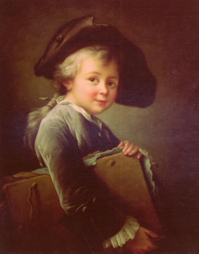 A Young Boy holding a Portfolio