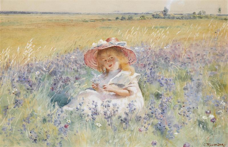 A Young Girl in a Field of Salvia