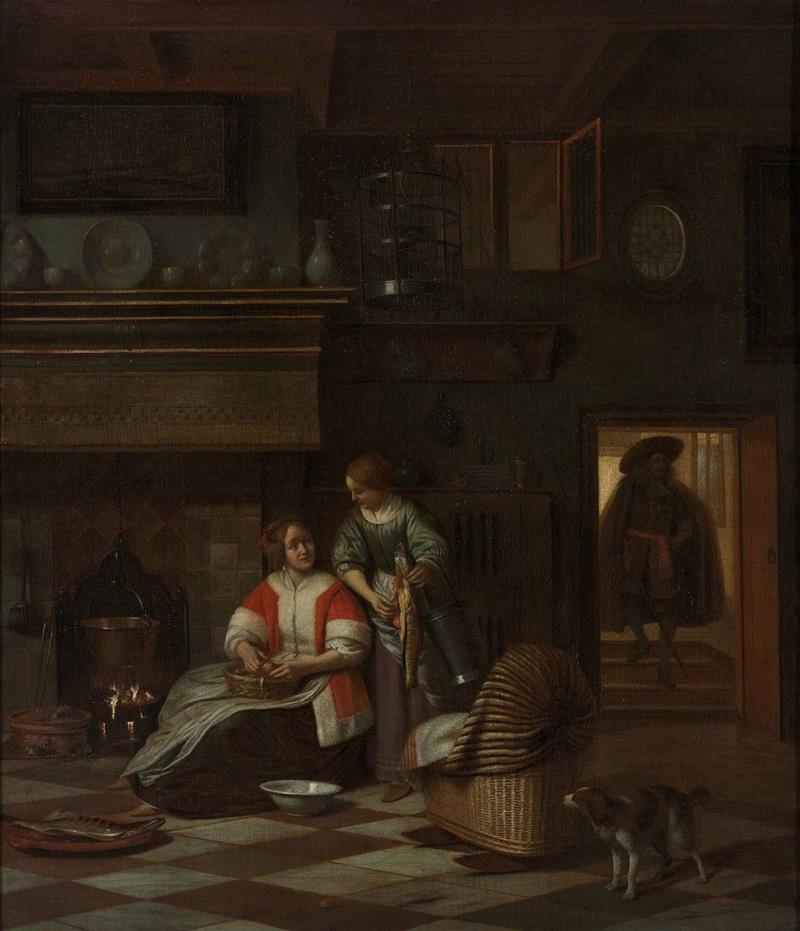 A woman and a maid in an interior