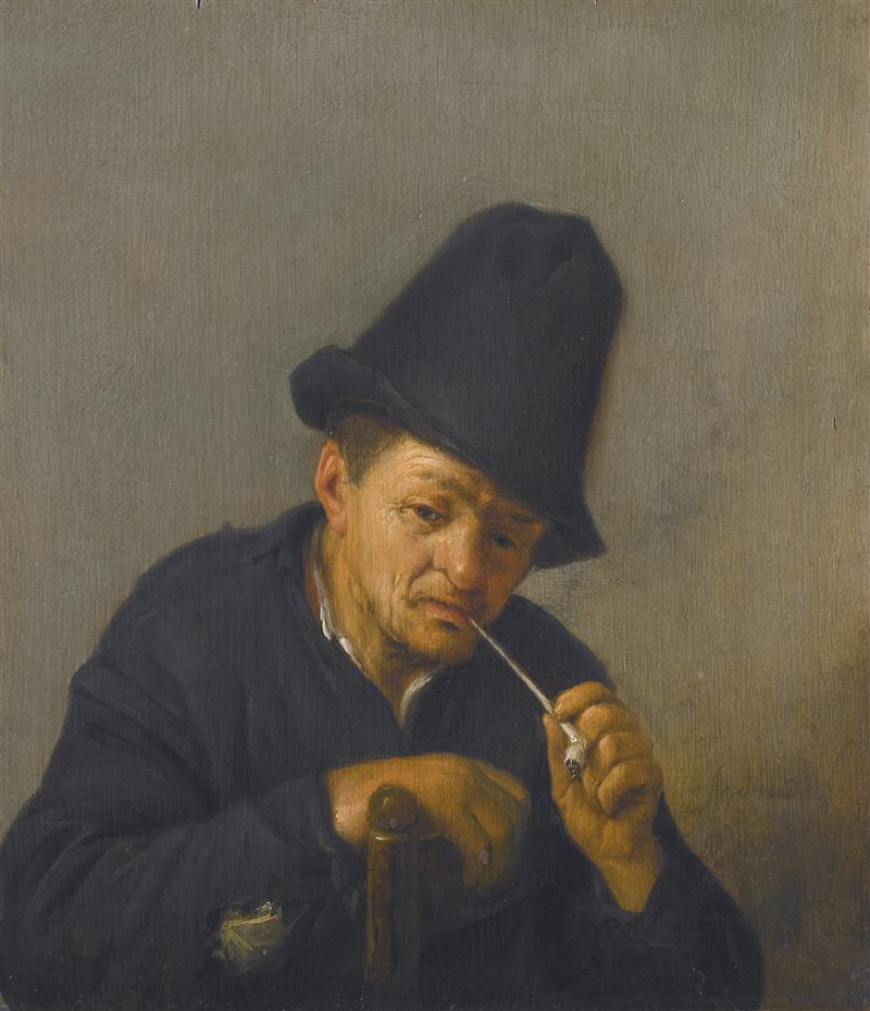 An Old Man Smoking a Pipe