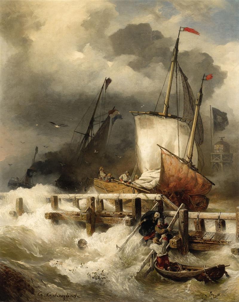 Arrival at the Mole by Stormy Sea