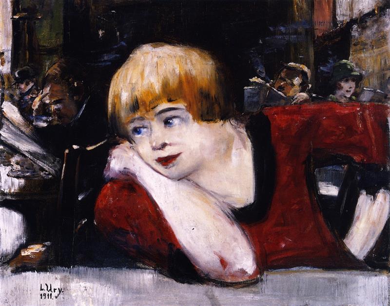 At the Café, Woman in Red
