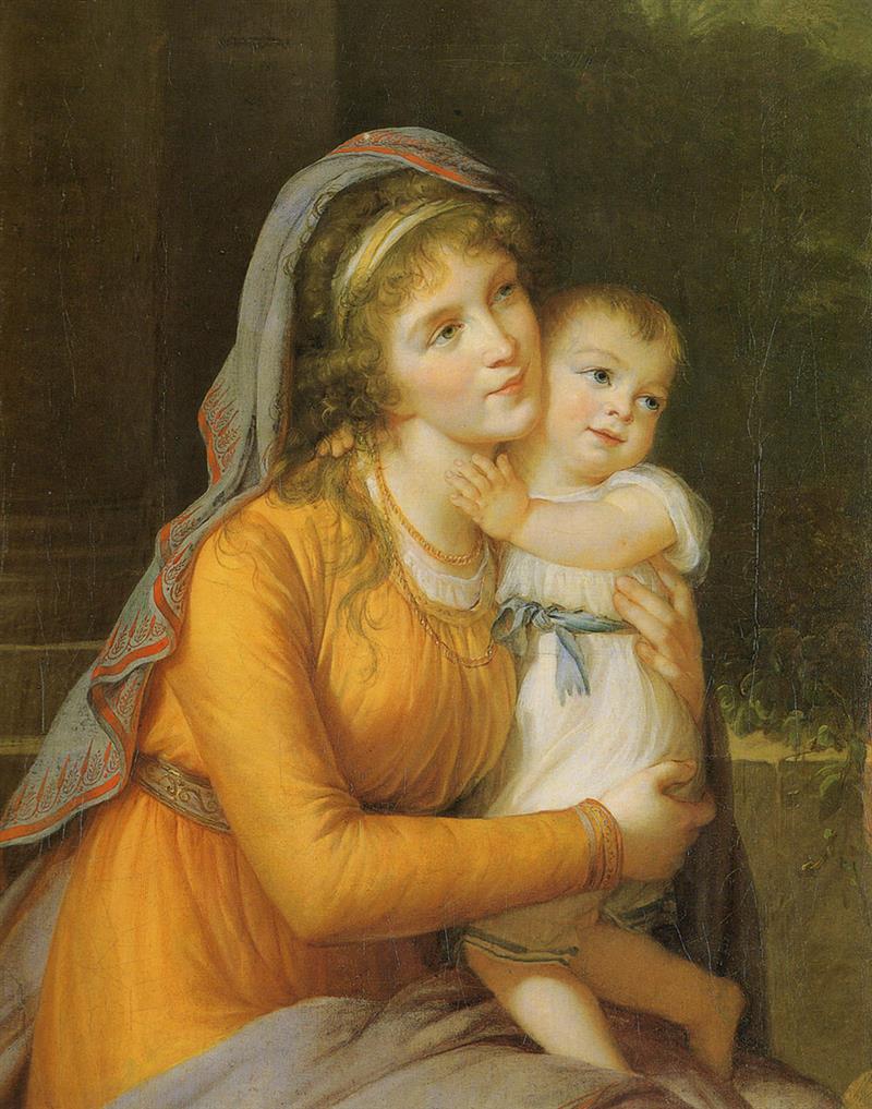 Baroness Anna Sergeevna Stroganova and Her Son Sergey