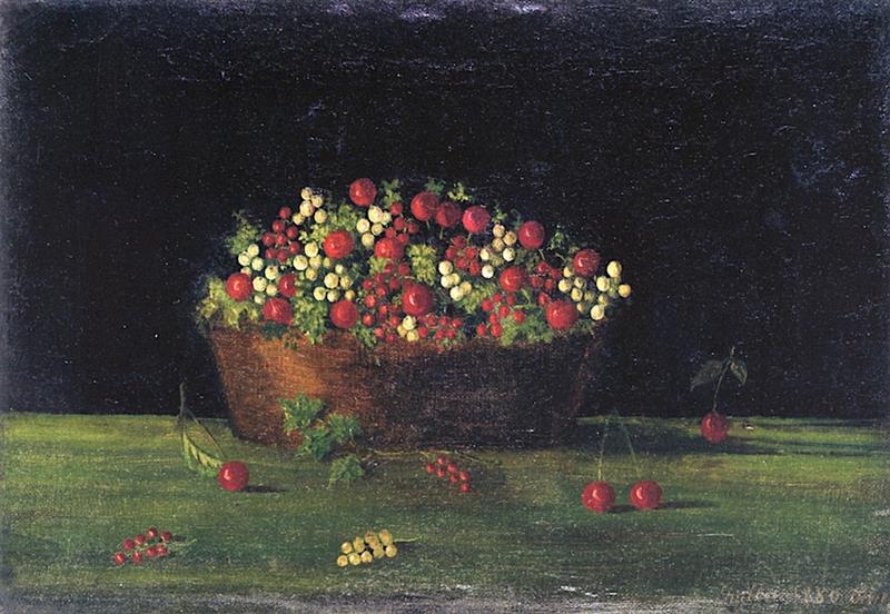 Basket of Gooseberries and Cheries