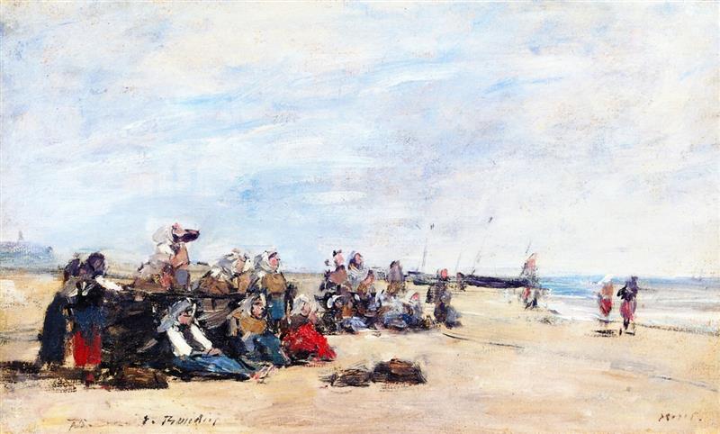 Berck, a Group of Fisherwomen Seated on the Shore 