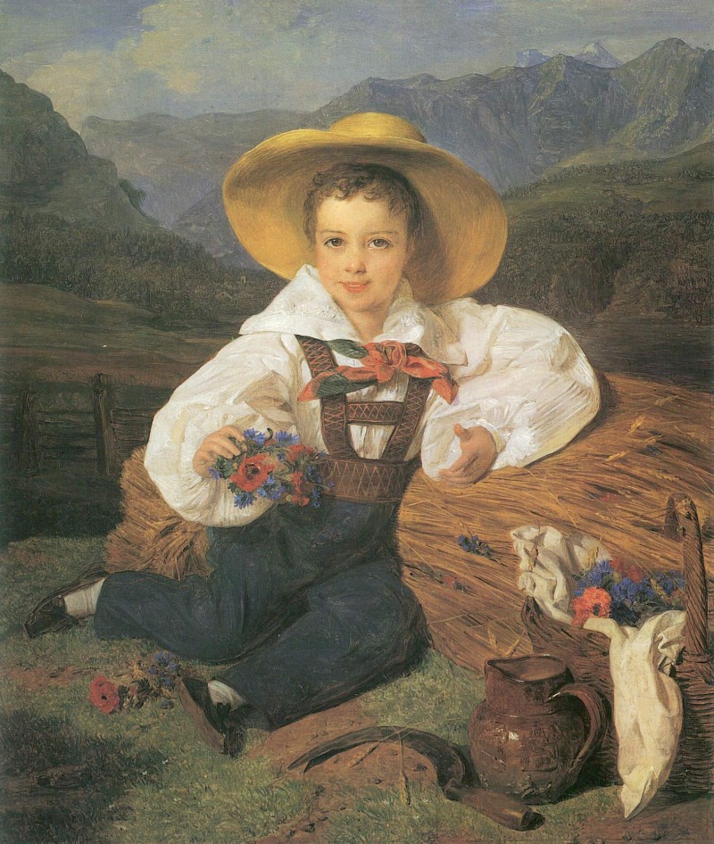 Bildnis des Grafen Demetrius Apraxin als Kind vor einer Berglandschaft