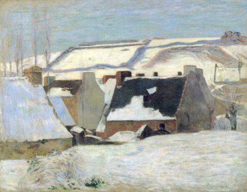 Bretonisches Dorf im Schnee