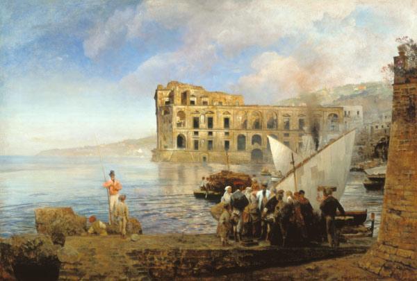 Bucht bei Neapel mit Palast der Königin Johanna