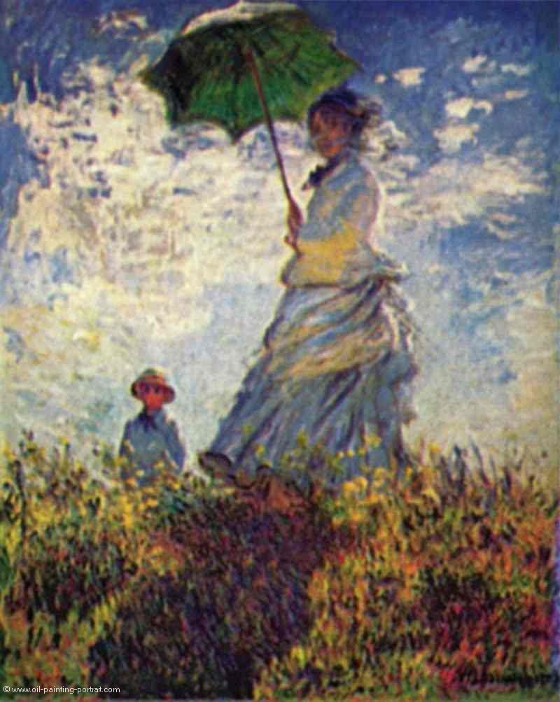 Camille Monet und Sohn Jean auf dem Hügel