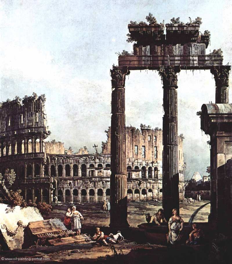 Colosseum mit den Ruinen des Tempels des Vespian