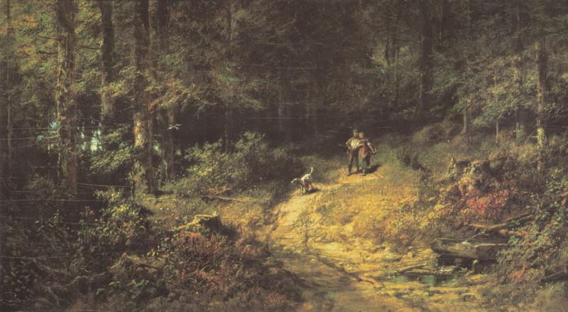 Der Jäger und sein Mädchen im Hochwald