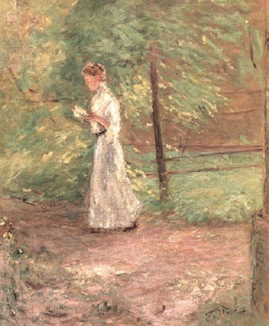 Die Frau des Künstlers im Garten
