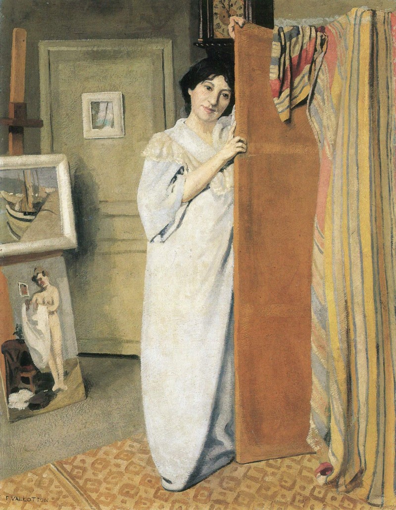 Die Frau des Künstlers in dessen Atelier