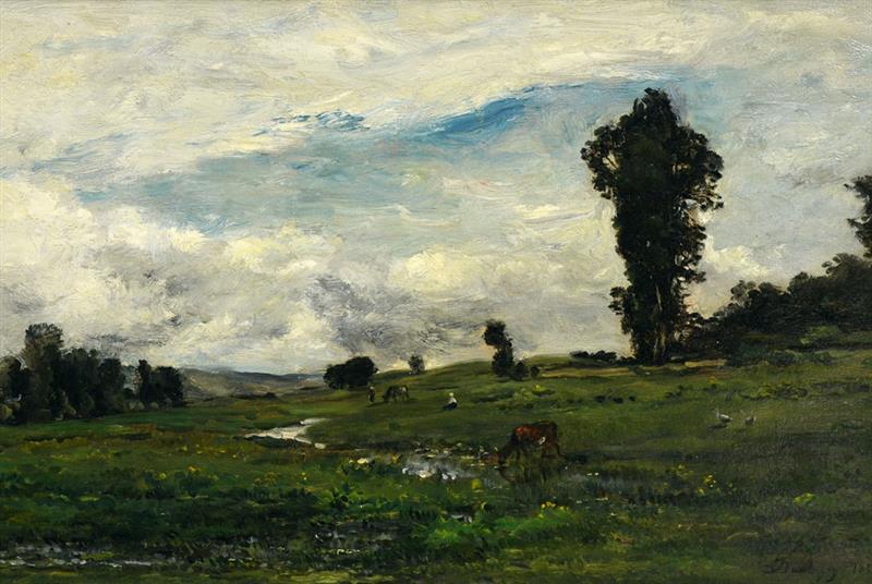 Figures and Cows in a Country Landscape