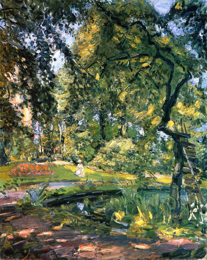 Garden in Godrammstein with Overgrown Trees and Pond