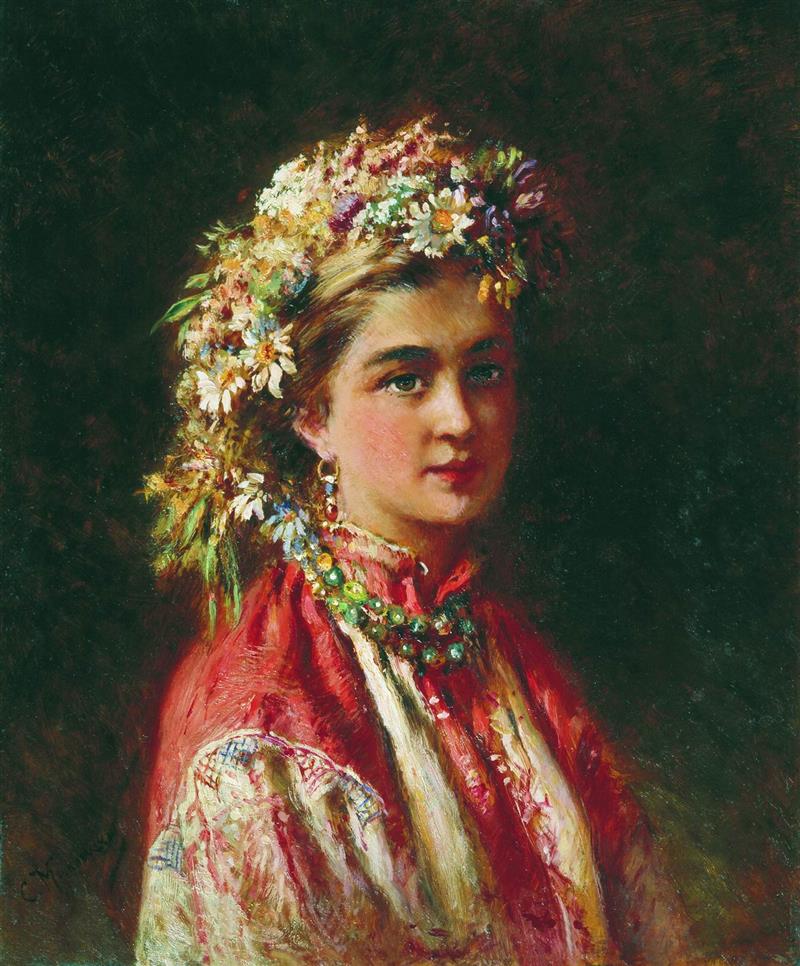 Girl Wearing a Flower Wreath