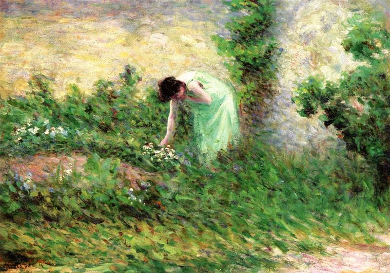 Gisors, Woman Picking Flowers