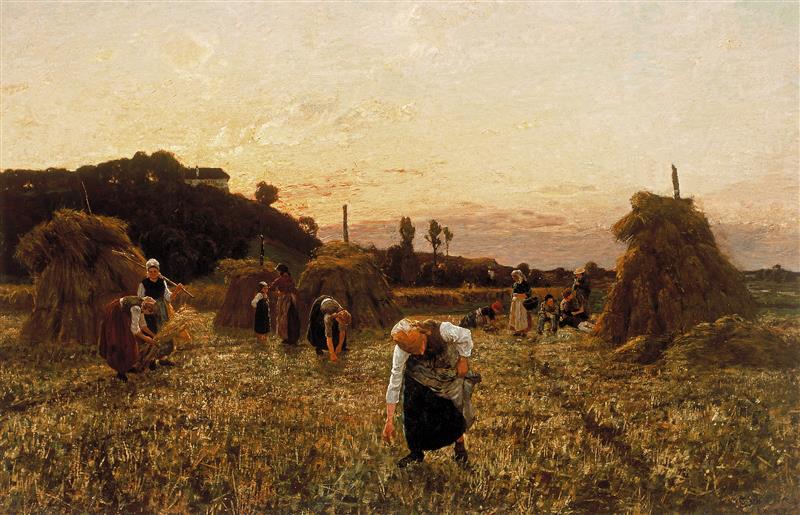 Gleaners at sunset