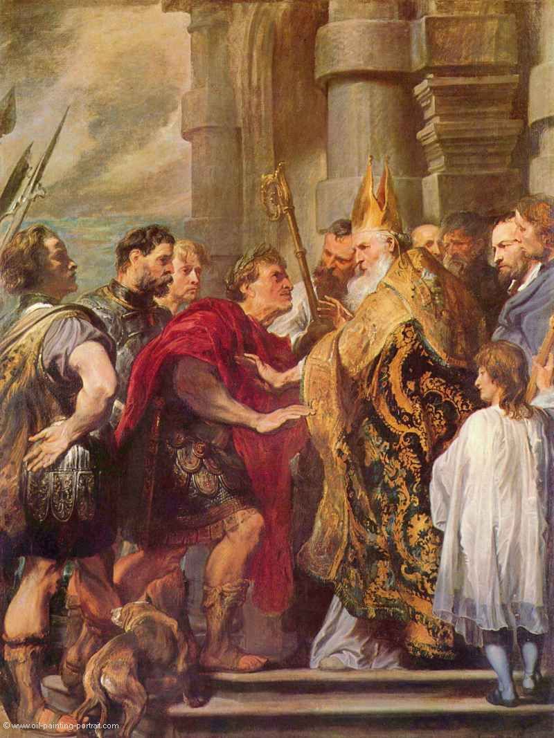 Heiliger Ambrosius und Kaiser Theodosius