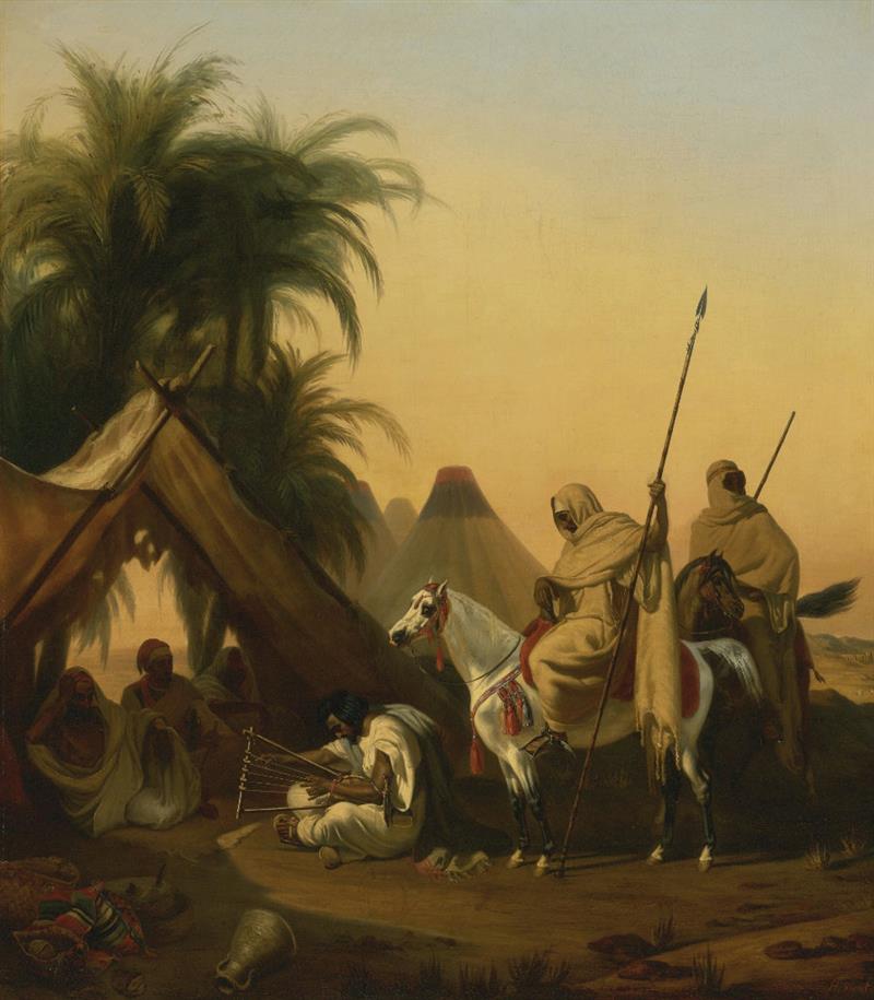 Horsemen and Arab Chiefs Listening to a Musician