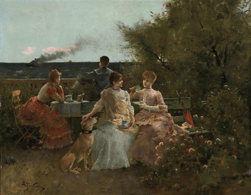 Ladies on a Terrace, Normandy