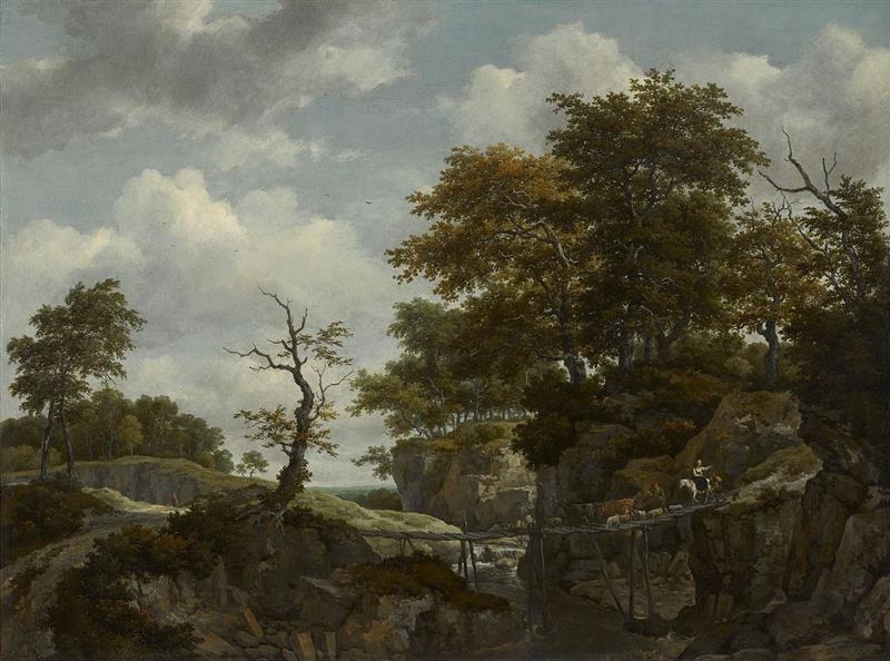 Landscape with Bridge, Cattle and Figures
