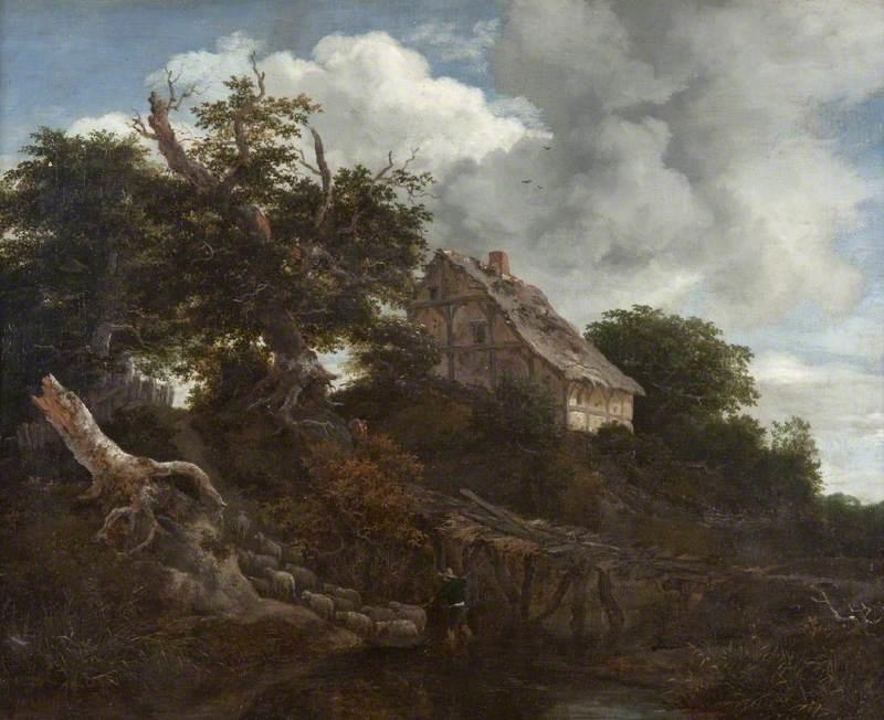 Landscape with a Cottage, Bridge and Sheep