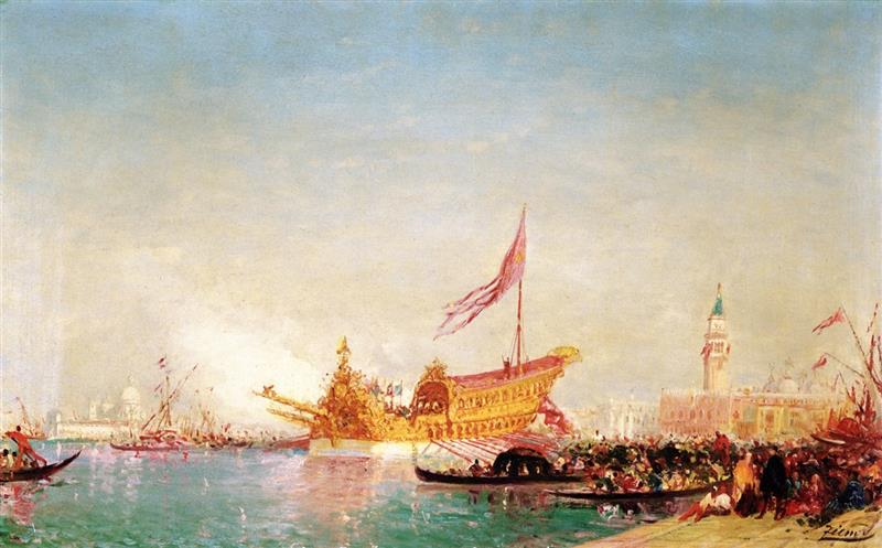 Le Bucentaure vu du quai des esclaffons, Venise